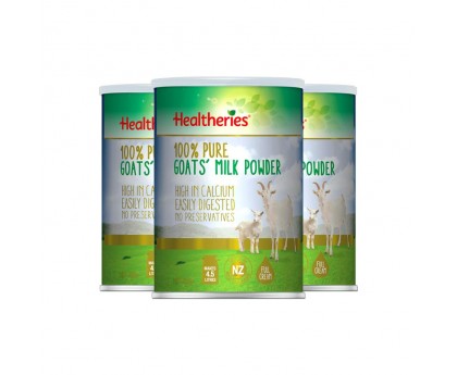 【新西兰直邮包邮】Healtheries 贺寿利 纯山羊成人奶粉 450克x3罐/箱【收件人身份证必须上传】【新疆、西藏、内蒙古、青海、宁夏、海南、甘肃，需加收运费】